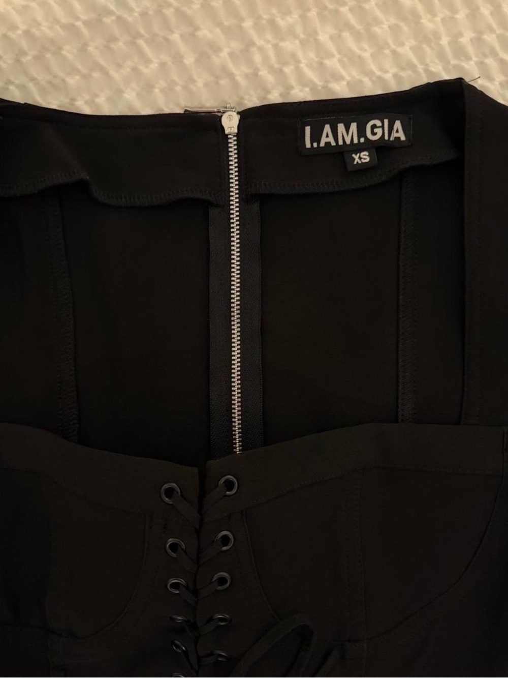 I.AM.GIA Black Lace-Up Zip Front Jumpsuit